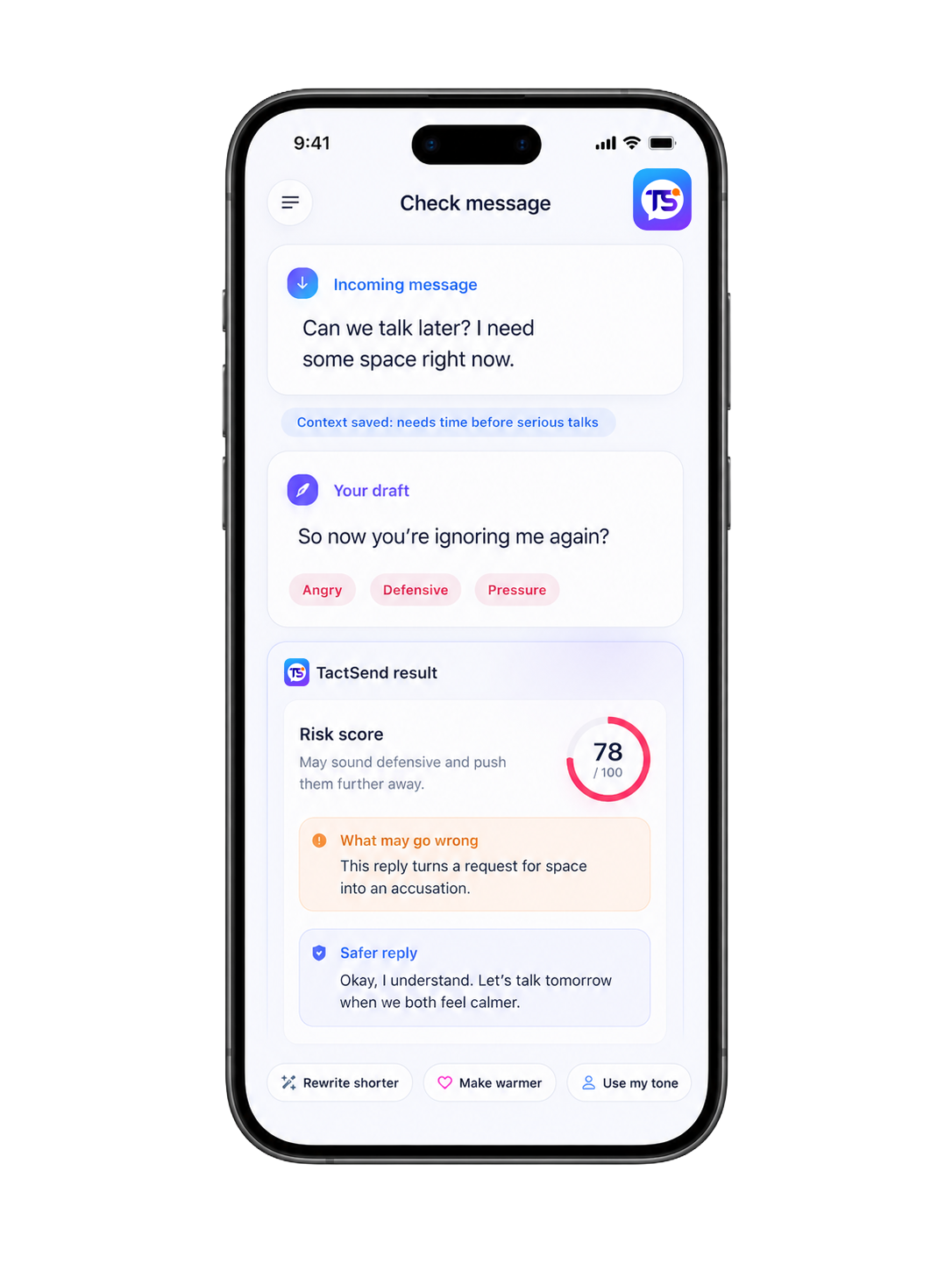 TactSend mobile preview